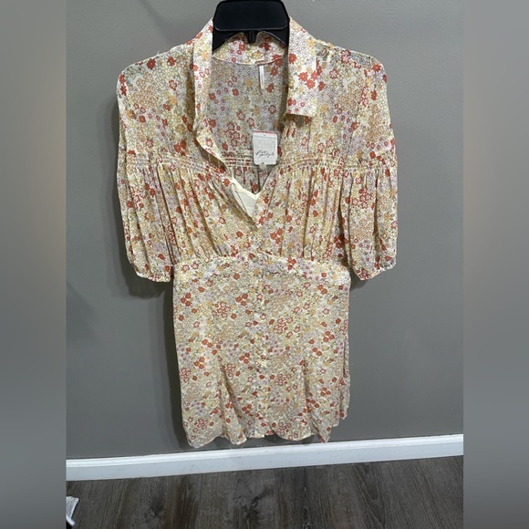 Free People NEW Women's Floral Bonnie Mini Dress in Tea Combo Size Large‎ - Picture 3 of 6